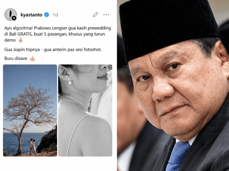 Prabowo Dijanjikan Beragam Hadiah Gratis Jika Lengser, Warganet Ramai-Ramai Ikut Bernazar di Threads