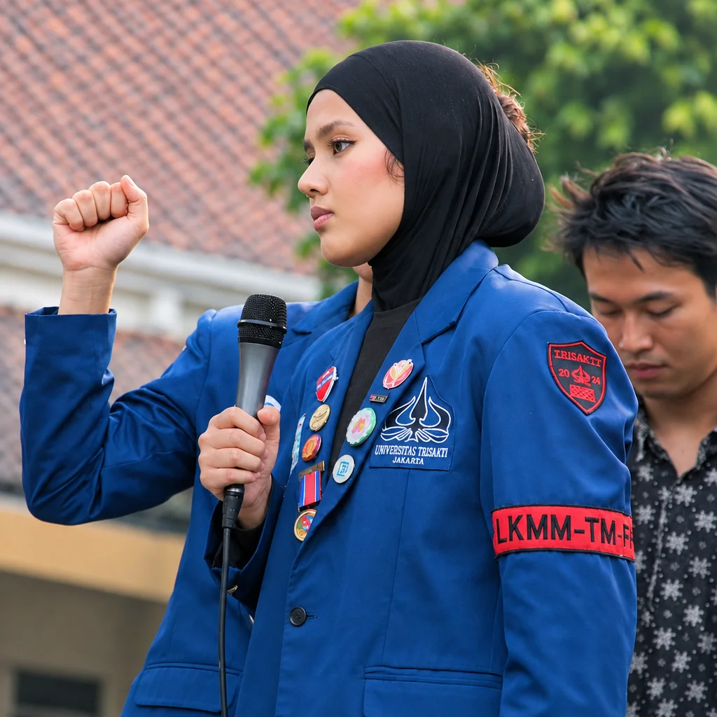 Zahra dari Universitas Trisakti disorot setelah berorasi Zahra dari Universitas Trisakti disorot setelah berorasi